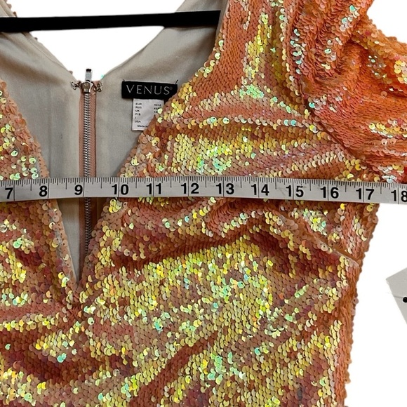 VENUS Iridescent Sequin Peach/Pink Cocktail Dress- Size Medium - Picture 11 of 12